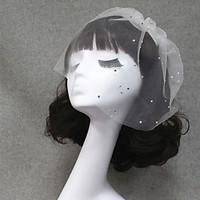 Rhinestone Adorned Birdcage Veil One-tier Blusher Veils/Veils for Short Hair