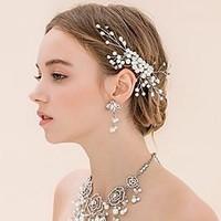 Rhinestone Crystal Imitation Pearl Headpiece-Wedding Special Occasion Outdoor Hair Clip Hair Tool 1 Piece