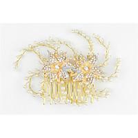 rhinestone alloy imitation pearl headpiece wedding hair combs 1 piece