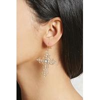 rhinestone cross drop earrings