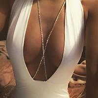 Rhinestone Crystal Body Chain Necklace Women Bikini Beach Sexy Sparkle Long Chains bra Harness Bralette Body Jewelry