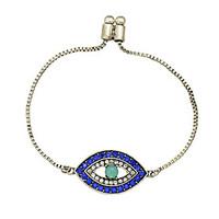 rhinestone eye shape silver plated chain bracelets