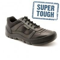 rhino sherman black leather boys lace up school shoes