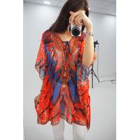 Rhoda crystal printed lace front kaftan