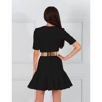 rhoni black square neckline drop waist dress