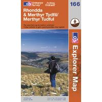 Rhondda & Merthyr Tydfil - OS Explorer Active Map Sheet Number 166