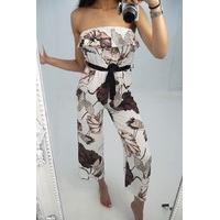 Rhianne bardot bird printed frill jumpsuit