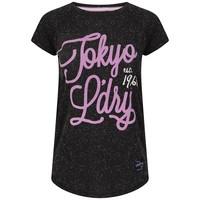 rhea flocked motif neppy t shirt in charcoal grey tokyo laundry