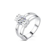 rhodium plated classic crystal ring 4 sizes