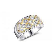 Rhodium Plated Ring With Clear Simulated Sapphire Mesh Design - 4 Sizes
