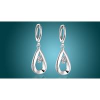 Rhodium Plated Crystal Drop Earrings