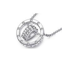 rhodium plated ringed love heart pendant