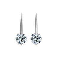 Rhodium Plated Pendulum Solitaire Earrings