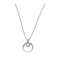 Rhodium Plated Crystal Set Circle Pendant