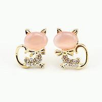 Rhinestone Opal Alloy Fashion Animal Shape White Green Pink Jewelry Wedding Party Daily Casual Sports 1 pair