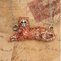 Rhinestone Big Cat Chain Necklace