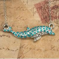 rhinestone dolphin chain necklace