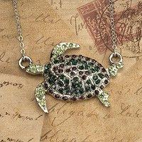 Rhinestone Sea Turtle Chain Necklace