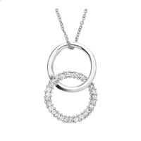 Rhodium Plated Crystal Entwined Circles Pendant