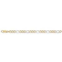 Rhodium-plated 3+1 Figaro Chain 24 inch/60cm