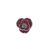 Rhodium plated crystal Poppy brooch