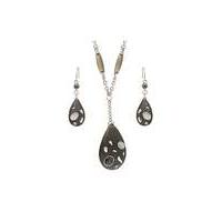 Rhodium Chunky Teardrop Necklace Set