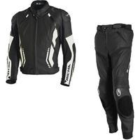 Richa Mugello Leather Motorcycle Jacket & Trousers Black White Kit