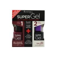 Rimmel Super Gel Gift Set 12ml Nail Polish in 025 Urban Purple + 12ml Top Coat