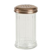 ribbed glass baking sugar shaker with copper finish lid case of 12