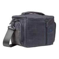 Rivacase 7502 Water-resistant Slr Polyester Shoulder Bag With Front Pocket And Rain Cover Grey