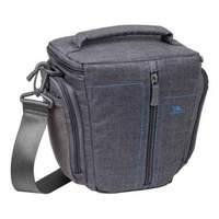 Rivacase 7501 Water-resistant Slr Polyester Holster Case Small With Front Pocket And Rain Cover Grey