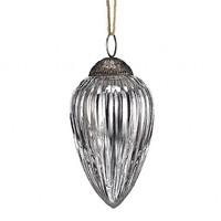 Ridged Silver Droplet Ornament
