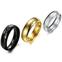Rings Fashion Stainless Steel Gold/Silver Band Rings 3 Colors Letter Rings Black Jewelry for New Year Christmas Gifts