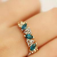 ring daily jewelry alloy rhinestone women statement rings 1pc 8 green