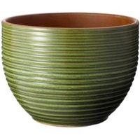 Ribbed Glazed Green Plant Pot (H)22.5cm (Dia)30cm