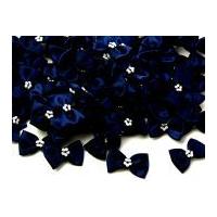 Ribbon Bow Ties with Pearls Navy Blue
