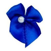 Ribbon Bows With Pearl Royal Blue