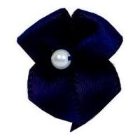 Ribbon Bows With Pearl Navy Blue