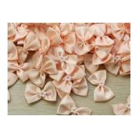 Ribbon Bow Ties with Pearls Pale Peach