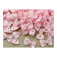 Ribbon Bow Ties with Pearls Pale Pink