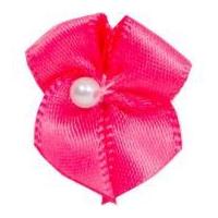 ribbon bows with pearl shocking pink