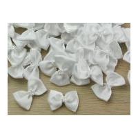 Ribbon Bow Ties with Pearls White