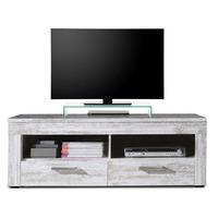 River Wooden TV Stand In Canyon White Pine With 2 Drawer