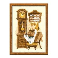 RIOLIS Counted Cross Stitch Kit Cat With Clock 22.5cm x 17.5cm