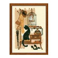 RIOLIS Counted Cross Stitch Kit Cat with Telephone 22.5cm x 17.5cm