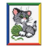 riolis counted cross stitch kit kitten with ball 15cm x 175cm