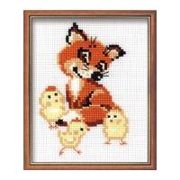 RIOLIS Counted Cross Stitch Kit Fox Cub with Chicks 15cm x 17.5cm