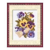 RIOLIS Counted Cross Stitch Kit Pansy Letter 12.5cm x 15cm