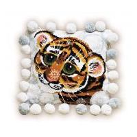 riolis counted cross stitch kit tiger cub cushion 275cm x 30cm