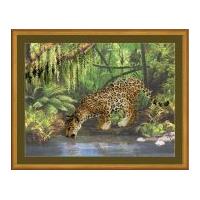 RIOLIS Embellished Counted Cross Stitch Kit Leopard Near the Water 27.5cm x 37.5cm